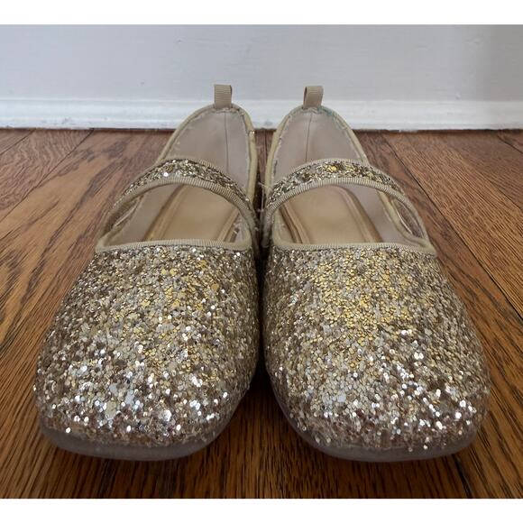 H&M Girls' Gold Glitter Mary Jane Flats Size 13.5 Little Kid - Picture 2 of 7